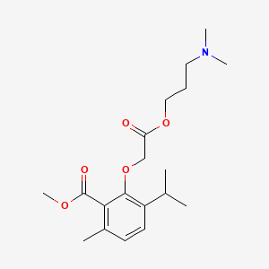 molecular formula C19H29NO5 B13952568 Acetic acid, (6-isopropyl-2-methoxycarbonyl-3-methylphenoxy)-, 3-(dimethylamino)propyl ester CAS No. 53206-87-4