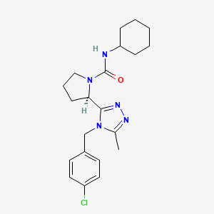 molecular formula C21H28ClN5O B13952587 (R)-2-(4-(4-chlorobenzyl)-5-methyl-4H-1,2,4-triazol-3-yl)-N-cyclohexylpyrrolidine-1-carboxamide CAS No. 1140490-48-7