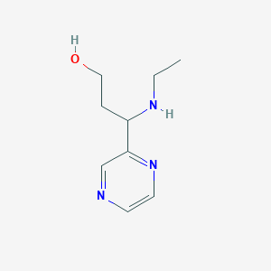 molecular formula C9H15N3O B13952683 3-(Ethylamino)-3-(pyrazin-2-yl)propan-1-ol 