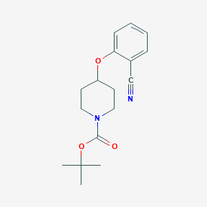 molecular formula C17H22N2O3 B13952785 Tert-butyl 4-(2-cyanophenyloxy)-1-piperidinecarboxylate 