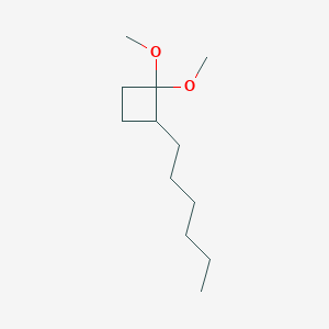 molecular formula C12H24O2 B13952844 Cyclobutane, 2-hexyl-1,1-dimethoxy-(9CI) CAS No. 624733-45-5
