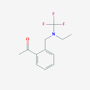 molecular formula C12H14F3NO B13952877 1-(2-((Ethyl(trifluoromethyl)amino)methyl)phenyl)ethanone 