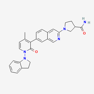 molecular formula C28H27N5O2 B13953024 3-Pyrrolidinecarboxamide,1-[7-[1-(2,3-dihydro-1h-indolyl)-1,2-dihydro-4-methyl-2-oxo-3-pyridinyl]-3-isoquinolinyl]- 