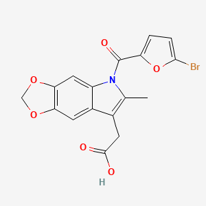 molecular formula C17H12BrNO6 B13953053 2-[5-(5-bromofuran-2-carbonyl)-6-methyl-[1,3]dioxolo[4,5-f]indol-7-yl]acetic acid CAS No. 50332-07-5