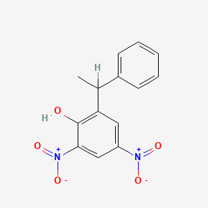 molecular formula C14H12N2O5 B13953067 Phenol, 2,4-dinitro-6-(1-phenylethyl)- CAS No. 64047-74-1