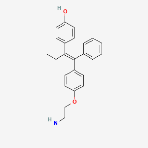 molecular formula C25H27NO2 B13953185 4-[(1E)-1-{4-[2-(methylamino)ethoxy]phenyl}-1-phenyl-1-buten-2-yl]phenol 