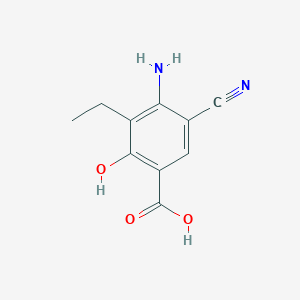 molecular formula C10H10N2O3 B13953242 4-Amino-5-cyano-3-ethyl-2-hydroxybenzoic acid CAS No. 72817-95-9