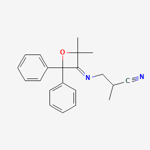 molecular formula C21H22N2O B13953286 3-[(2,2-Dimethyl-4,4-diphenyloxetan-3-ylidene)amino]-2-methylpropanenitrile CAS No. 55044-22-9