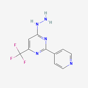 molecular formula C10H8F3N5 B1395334 4-Hydrazinyl-2-(pyridin-4-yl)-6-(trifluoromethyl)pyrimidine CAS No. 1334146-62-1