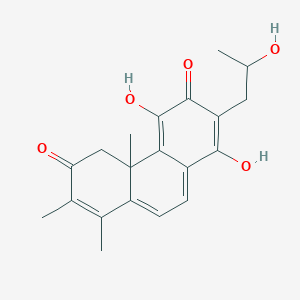 molecular formula C20H22O5 B13953360 5,8-Dihydroxy-7-(2-hydroxypropyl)-1,2,4a-trimethyl-4,4a-dihydrophenanthrene-3,6-dione CAS No. 37886-33-2