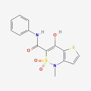 molecular formula C14H12N2O4S2 B1395338 4-hydroxy-1-methyl-2,2-dioxo-N-phenyl-1,2-dihydro-2lambda~6~-thieno[3,2-c][1,2]thiazine-3-carboxamide CAS No. 303987-70-4