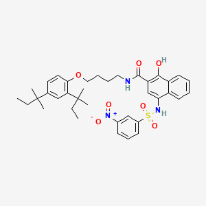 molecular formula C37H45N3O7S B13953559 2-Naphthalenecarboxamide, N-[4-[2,4-bis(1,1-dimethylpropyl)phenoxy]butyl]-1-hydroxy-4-[[(3-nitrophenyl)sulfonyl]amino]- CAS No. 63149-45-1