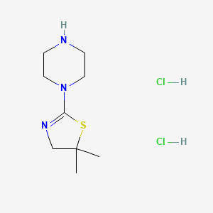 molecular formula C9H19Cl2N3S B1395360 1-(5,5-Dimethyl-4,5-dihydro-1,3-thiazol-2-yl)piperazine dihydrochloride CAS No. 1334148-37-6