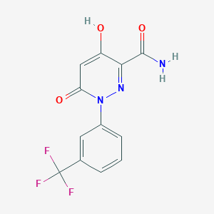 molecular formula C12H8F3N3O3 B1395477 4-Hydroxy-6-oxo-1-[3-(trifluoromethyl)phenyl]-1,6-dihydro-3-pyridazinecarboxamide CAS No. 338395-61-2