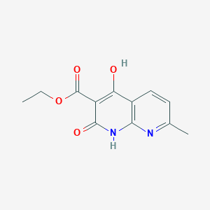 molecular formula C12H12N2O4 B1395608 Ethyl 4-hydroxy-7-methyl-2-oxo-1,2-dihydro-1,8-naphthyridine-3-carboxylate CAS No. 76336-15-7