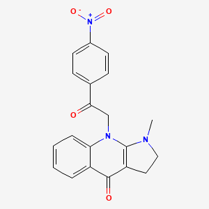 molecular formula C20H17N3O4 B13956257 1H-Pyrrolo(2,3-b)quinolin-4-one, 2,3,4,9-tetrahydro-1-methyl-9-(p-nitrophenacyl)- CAS No. 60315-52-8