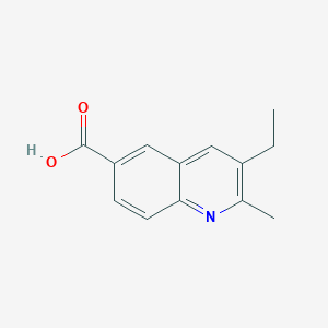 molecular formula C13H13NO2 B13956289 3-Ethyl-2-methyl-6-quinolinecarboxylic acid CAS No. 409346-69-6