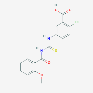 molecular formula C16H13ClN2O4S B13956371 2-Chloro-5-({[(2-methoxyphenyl)carbonyl]carbamothioyl}amino)benzoic acid 