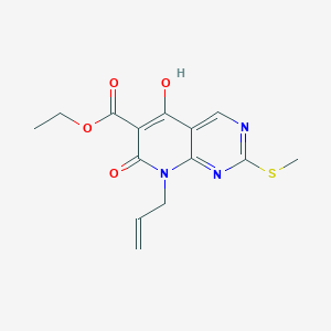 molecular formula C14H15N3O4S B1395641 Ethyl 8-allyl-5-hydroxy-2-(methylthio)-7-oxo-7,8-dihydropyrido[2,3-d]pyrimidine-6-carboxylate CAS No. 76360-94-6
