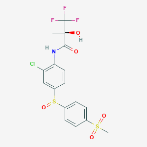 molecular formula C17H15ClF3NO5S2 B13956461 (2R)-N-(2-chloro-4-((4-(methylsulfonyl)phenyl)sulfinyl)phenyl)-3,3,3-trifluoro-2-hydroxy-2-methylpropanamide 