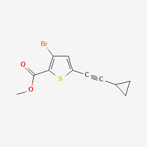 molecular formula C11H9BrO2S B13956502 Methyl 3-bromo-5-(2-cyclopropylethynyl)thiophene-2-carboxylate 