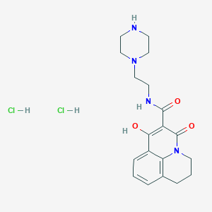 B1395651 1-Hydroxy-3-oxo-N-(2-(piperazin-1-yl)ethyl)-3,5,6,7-tetrahydropyrido-[3,2,1-ij]quinoline-2-carboxamide dihydrochloride CAS No. 1172850-18-8