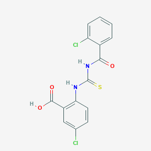 molecular formula C15H10Cl2N2O3S B13956521 5-Chloro-2-({[(2-chlorophenyl)carbonyl]carbamothioyl}amino)benzoic acid 