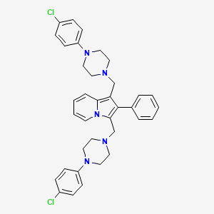 molecular formula C36H37Cl2N5 B13956585 Indolizine, 1,3-bis((4-(4-chlorophenyl)-1-piperazinyl)methyl)-2-phenyl- CAS No. 58892-64-1