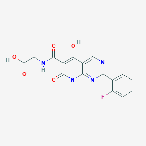 B1395719 2-(2-(2-Fluorophenyl)-5-hydroxy-8-methyl-7-oxo-7,8-dihydropyrido[2,3-d]pyrimidine-6-carboxamido)acetic acid CAS No. 1080644-24-1