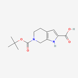 molecular formula C13H18N2O4 B1395726 6-(tert-Butoxycarbonyl)-4,5,6,7-tetrahydro-1H-pyrrolo[2,3-c]pyridine-2-carboxylic acid CAS No. 1353497-74-1