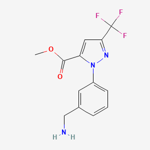 molecular formula C13H12F3N3O2 B1395737 1-(3-(氨基甲基)苯基)-3-(三氟甲基)-1H-吡唑-5-甲酸甲酯 CAS No. 1059538-16-7