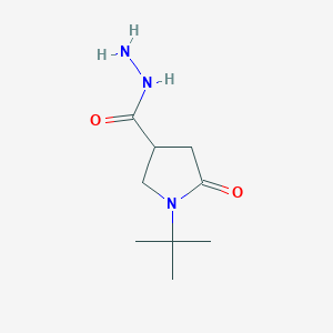 molecular formula C9H17N3O2 B1395750 1-叔丁基-5-氧代吡咯烷-3-甲酰肼 CAS No. 1437312-18-9