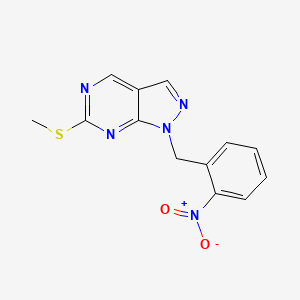 molecular formula C13H11N5O2S B13957855 6-(Methylthio)-1-(2-nitrobenzyl)-1H-pyrazolo[3,4-d]pyrimidine 