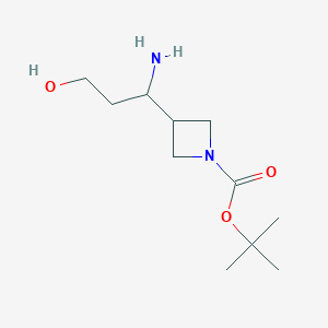 molecular formula C11H22N2O3 B13957874 tert-Butyl 3-(1-amino-3-hydroxypropyl)azetidine-1-carboxylate 