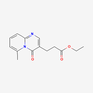 molecular formula C14H16N2O3 B13957961 4H-Pyrido[1,2-a]pyrimidine-3-propanoic acid, 6-methyl-4-oxo-, ethyl ester CAS No. 50609-73-9