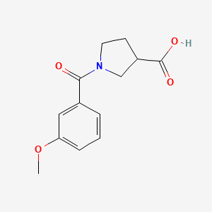 molecular formula C13H15NO4 B1395873 1-(3-Methoxybenzoyl)pyrrolidine-3-carboxylic acid CAS No. 1272813-27-0