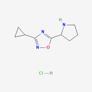 molecular formula C9H14ClN3O B1395878 3-Cyclopropyl-5-(pyrrolidin-2-yl)-1,2,4-oxadiazole hydrochloride CAS No. 1707367-53-0