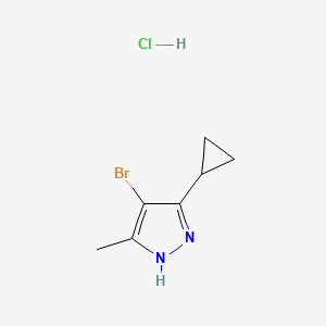 molecular formula C7H10BrClN2 B1395879 4-Bromo-5-cyclopropyl-3-methyl-1H-pyrazole hydrochloride CAS No. 1637774-78-7