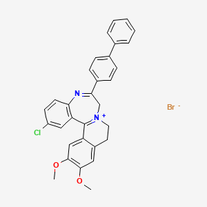 7H-Isoquino(2,1-d)(1,4)benzodiazepin-8-ium, 9,10-dihydro-6-(4-biphenylyl)-2-chloro-12,13-dimethoxy-, bromide