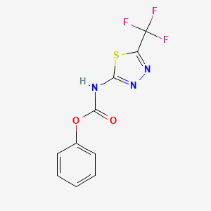 molecular formula C10H6F3N3O2S B13959128 Phenyl 5-(trifluoromethyl)-1,3,4-thiadiazol-2-ylcarbamate CAS No. 25366-24-9