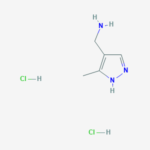 molecular formula C5H11Cl2N3 B1395913 (3-甲基-1H-吡唑-4-基)甲胺二盐酸盐 CAS No. 1216924-62-7