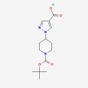 molecular formula C14H21N3O4 B1395924 1-(1-(叔丁氧羰基)哌啶-4-基)-1H-吡唑-4-羧酸 CAS No. 1034976-50-5