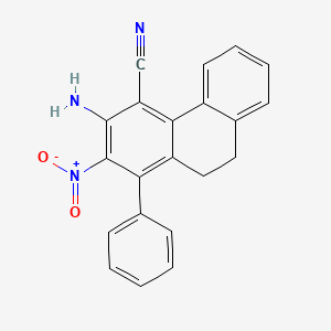 molecular formula C21H15N3O2 B13959450 3-Amino-2-nitro-1-phenyl-9,10-dihydrophenanthrene-4-carbonitrile CAS No. 119452-32-3