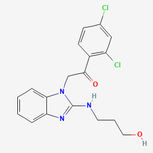 molecular formula C18H17Cl2N3O2 B13959711 1-(2,4-dichlorophenyl)-2-{2-[(3-hydroxypropyl)amino]-1H-benzimidazol-1-yl}ethanone 