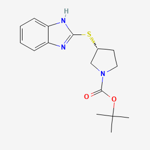 molecular formula C16H21N3O2S B13959775 (R)-3-(1H-Benzoimidazol-2-ylsulfanyl)-pyrrolidine-1-carboxylic acid tert-butyl ester 