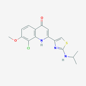 molecular formula C16H16ClN3O2S B13959830 8-Chloro-2-(2-(isopropylamino)thiazol-4-yl)-7-methoxyquinolin-4-ol 