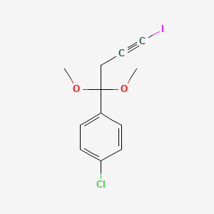 molecular formula C12H12ClIO2 B13959863 1-Chloro-4-(4-iodo-1,1-dimethoxybut-3-yn-1-yl)benzene CAS No. 61886-37-1