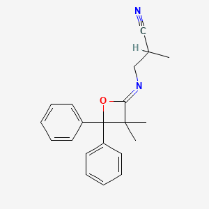 molecular formula C21H22N2O B13959873 3-[(3,3-Dimethyl-4,4-diphenyloxetan-2-ylidene)amino]-2-methylpropanenitrile CAS No. 55044-24-1