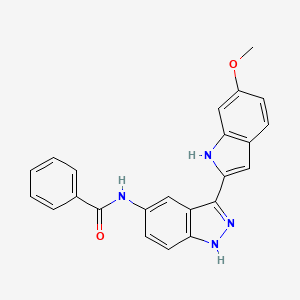 molecular formula C23H18N4O2 B13959874 N-(3-(6-methoxy-1H-indol-2-yl)-1H-indazol-5-yl)benzamide 