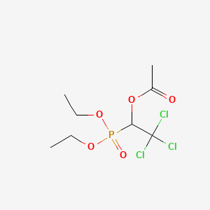 molecular formula C8H14Cl3O5P B13959930 Phosphonic acid, (2,2,2-trichloro-1-hydroxyethyl)-, diethyl ester, acetate CAS No. 5952-42-1